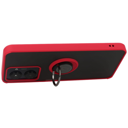 Etui z uchwytem na palec Bizon Case Hybrid Ring do Realme C33 / C30 / Narzo 50i Prime, przydymione z czerwoną ramką