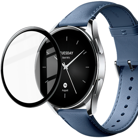 Szkło hartowane Bizon Glass Edge dla Xiaomi Watch S2 46 mm, czarne