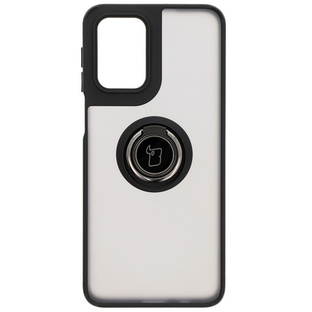 Etui z uchwytem na palec Bizon Case Hybrid Ring do Motorola Moto G55 5G, przydymione z czarną ramką