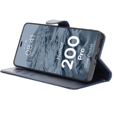 Etui z klapką Bizon Case Pocket do Honor 200 Pro, granatowe