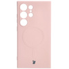 Etui Bizon Case Silicone Magnetic Sq do Galaxy S24 Ultra, jasnoróżowe