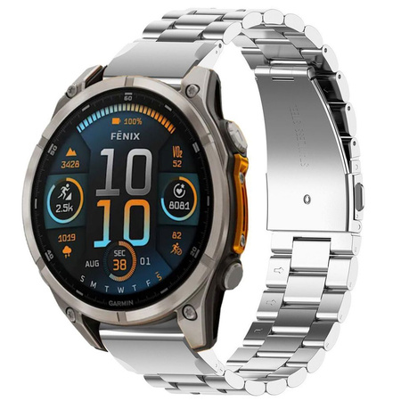 Pasek ze stali nierdzewnej do smartwatcha, Bizon Strap Watch Aura, QuickFit 22 mm, srebrny
