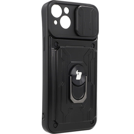 Etui Bizon Case Camshield Card Slot Ring do iPhone 14 Plus, czarne