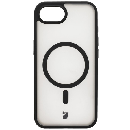 Etui z pierścieniem magnetycznym Bizon Case MatteO do iPhone 16e, półprzezroczyste z czarną ramką