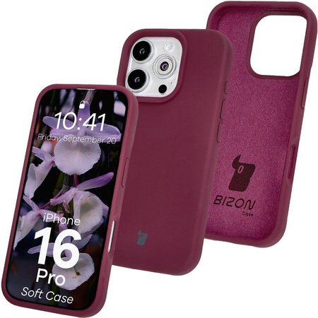 Silikonowe etui Bizon Soft Case do iPhone 16 Pro, ciemnofioletowe