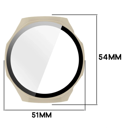 Etui ze szkłem do zegarka Bizon Case+Glass Watch do Huawei Watch GT6 Pro 46 mm, beżowe