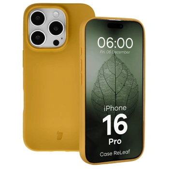 Etui z recyklingu Bizon Case ReLeaf do iPhone 16 Pro, ciemnożółte