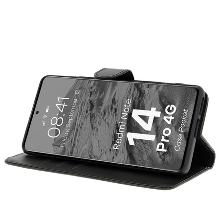 Etui z klapką Bizon Case Pocket do Xiaomi Redmi Note 14 Pro 4G, czarne
