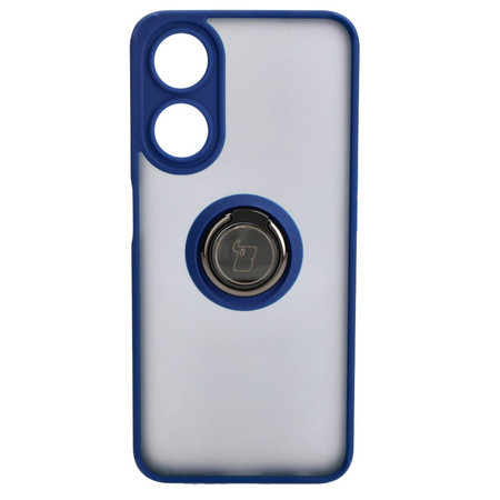 Etui z uchwytem na palec Bizon Case Hybrid Ring do Oppo A78 5G, przydymione z granatową ramką