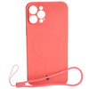 Etui silikonowe z pierścieniem magnetycznym Bizon Case Silicone Magnetic do iPhone 12 Pro Max, brudnoróżowe