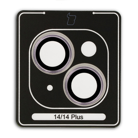 Szkło na aparat z aplikatorem Bizon Glass Snap Lens do iPhone 14/14 Plus, 1 zestaw, fioletowa ramka