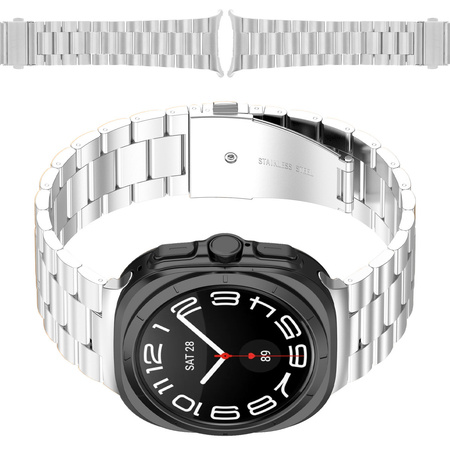 Pasek ze stali nierdzewnej Bizon Strap Watch Aura do Galaxy Watch Ultra 2 / 1, srebrny