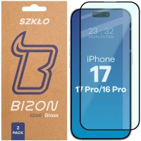 Szkło hartowane Bizon Glass Edge Duo do iPhone 17 / 17 Pro / 16 Pro, czarna ramka, 2 sztuki