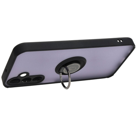 Etui z uchwytem na palec Bizon Case Hybrid Ring do Galaxy A15 5G/4G, przydymione z czarną ramką