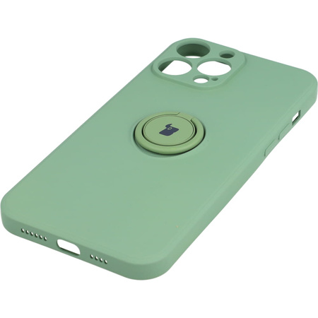 Etui Bizon Case Silicone Ring do iPhone 13 Pro Max, jasnozielone
