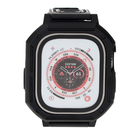 Etui z paskiem Bizon Strap + Case Watch Armor do Apple Watch Ultra 49mm, czarne