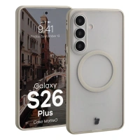 Etui z pierścieniem magnetycznym Bizon Case MatteO do Galaxy S26 Plus, przydymione-beżowe