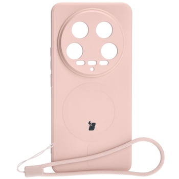 Etui Bizon Case Silicone Magnetic Sq do Xiaomi 14 Ultra, jasnoróżowe