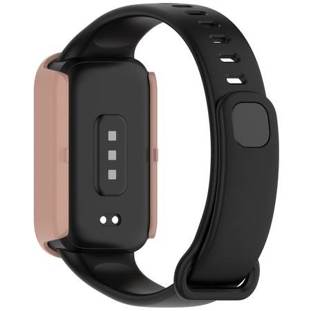 Etui ze szkłem do zegarka Bizon Case Watch Adamo do Xiaomi Smart Band 9 Active / Redmi Band 3, różowe