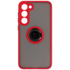 Etui z uchwytem na palec Bizon Case Hybrid Ring do Galaxy S23 Plus, przydymione z czerwoną ramką