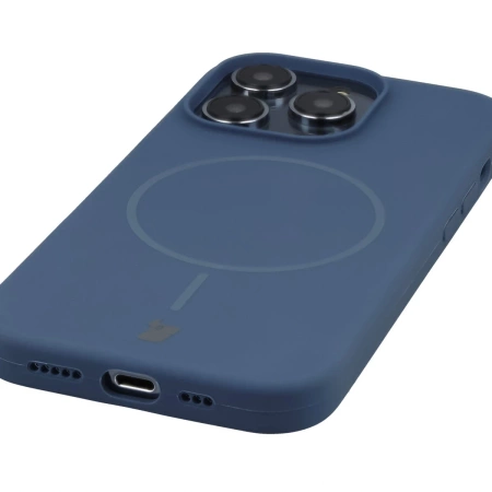 Silikonowe etui z pierścieniem magnetycznym Bizon Soft Case Magnetic do iPhone 14 Pro, granatowe