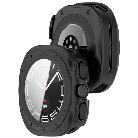 Etui ze szkłem do zegarka Bizon Case+Glass Watch do Galaxy Watch Ultra 2 / 1, matowo czarne