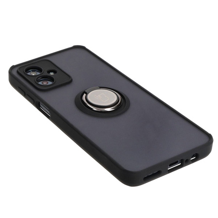 Etui z uchwytem na palec Bizon Case Hybrid Ring do Motorola Moto G54 5G/G54 Power, przydymione z czarną ramką