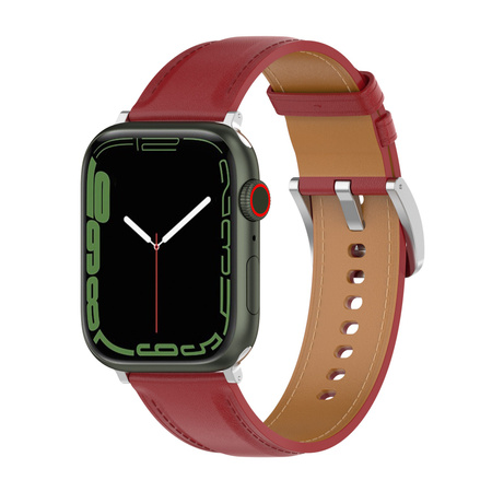 Skórzany pasek Bizon Strap Watch Casual do Apple Watch 44/45/46/49mm, czerwony