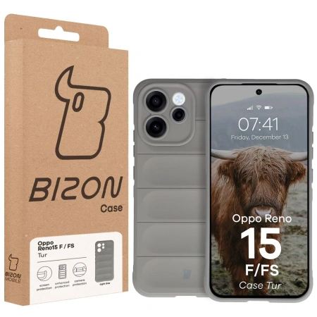 Pancerne etui Bizon Case Tur do Oppo Reno 15 F / FS, jasnoszare