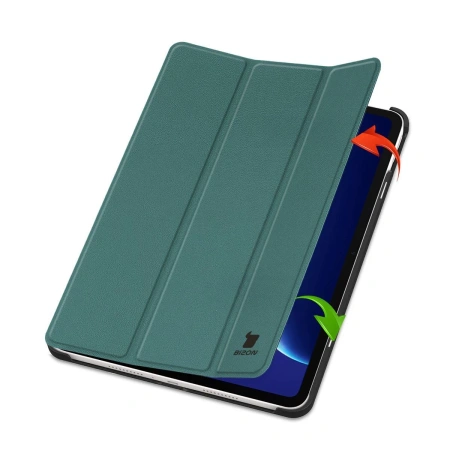Etui z klapką Bizon Case Tab Croc do OnePlus Pad Go 2 / Oppo Pad Air5, ciemnozielone