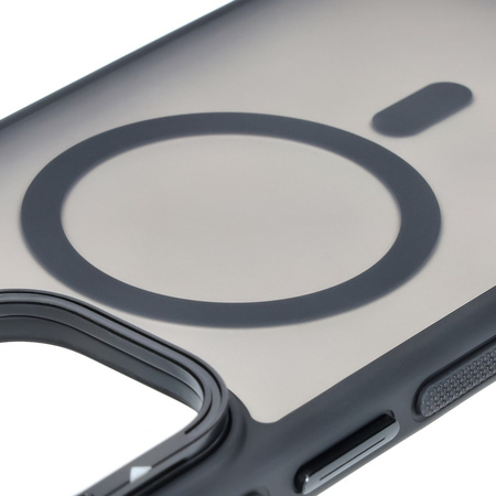 Etui z podstawką i pierścieniem magnetycznym Bizon Case Eclipse do iPhone 16 Pro Max, przydymione z czarną ramką