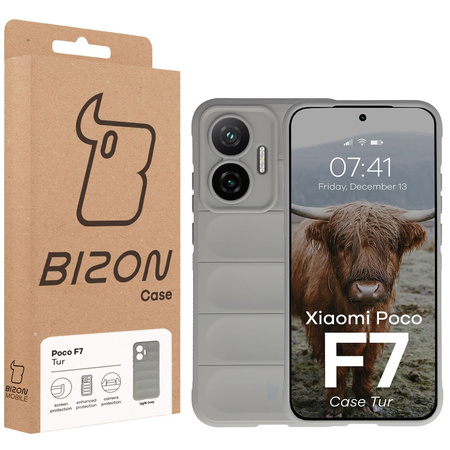 Pancerne etui Bizon Case Tur do Xiaomi POCO F7, jasnoszare