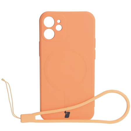 Etui Bizon Case Silicone Magnetic Sq do iPhone 12 Mini, marchewkowe