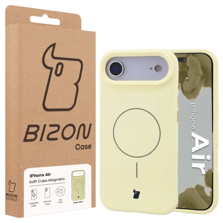 Silikonowe etui z pierścieniem magnetycznym Bizon Soft Case Magnetic do iPhone Air, jasnożółte