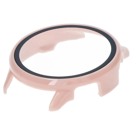 Etui ze szkłem do zegarka Bizon Case Watch Adamo do Garmin Vivoactive 6, różowe