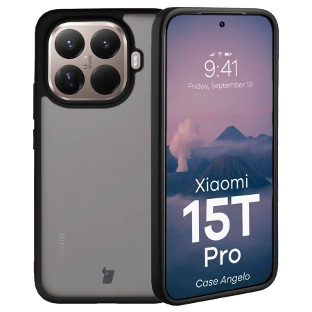 Etui Bizon Case Angelo do Xiaomi 15T Pro, przydymione z czarną ramką