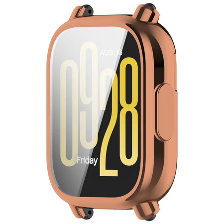 Etui z osłoną ekranu Bizon Case Watch Felipe do Xiaomi Redmi Watch 5 Active, różowozłote