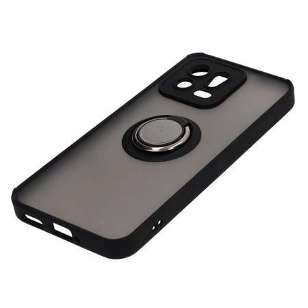 Etui z uchwytem na palec Bizon Case Hybrid Ring do Xiaomi 13, przydymione z czarną ramką