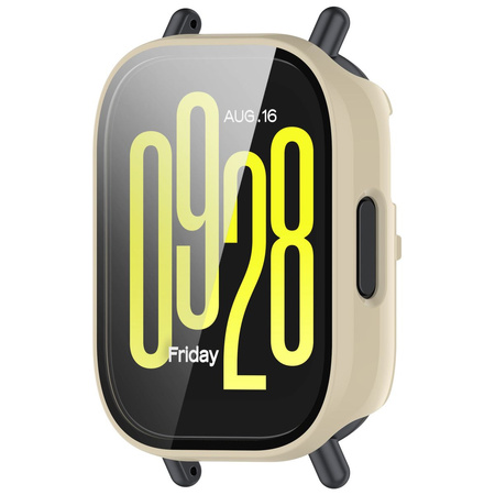 Etui ze szkłem do zegarka Bizon Case Watch Adamo do Xiaomi Redmi Watch 5 Active, beżowe