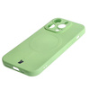 Etui silikonowe z pierścieniem magnetycznym Bizon Case Silicone Magnetic do iPhone 14 Pro, jasnozielone