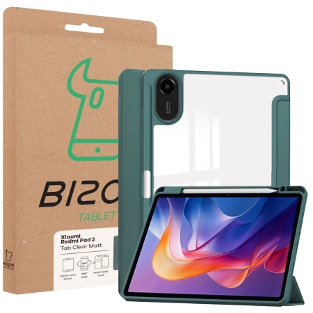 Etui z klapką Bizon Case Tab Clear Matt do Xiaomi Redmi Pad 2, ciemnozielone