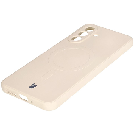 Silikonowe etui z pierścieniem magnetycznym Bizon Case Silicone Magnetic Sq do Galaxy A26 5G, beżowe