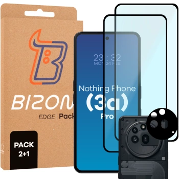 2x Szkło hartowane z ramką + szybka na aparat Bizon Edge 2 Pack do Xiaomi Redmi 14C 4G