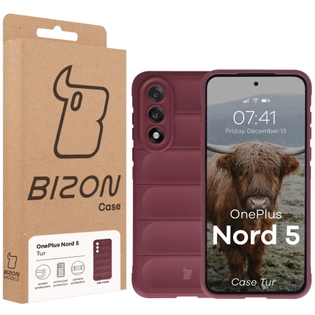Pancerne etui Bizon Case Tur do OnePlus Nord 5, burgundowe