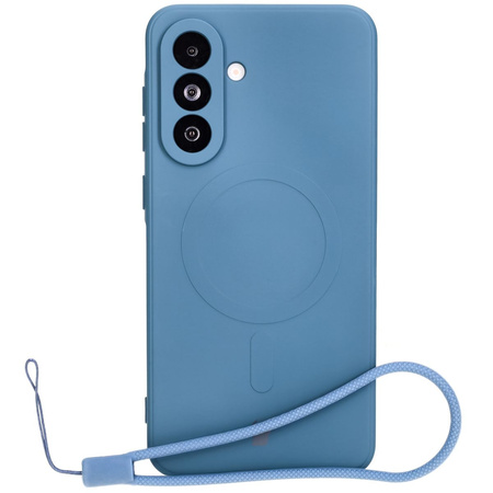 Silikonowe etui z pierścieniem magnetycznym Bizon Case Silicone Magnetic Sq do Galaxy A36 5G, granatowe