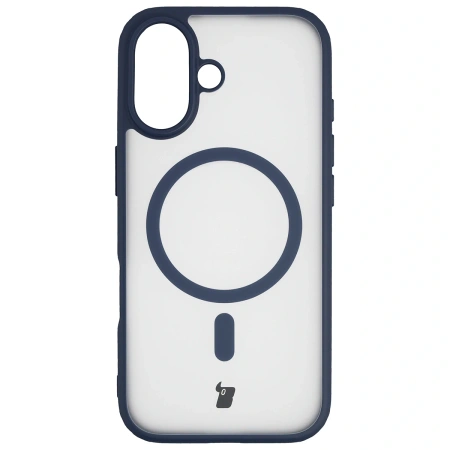 Etui z pierścieniem magnetycznym + szkło hartowane Bizon MatteO Pack do iPhone 17, przydymione-granatowe