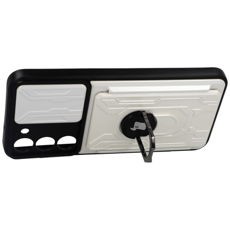 Etui Bizon Case Camshield Card Slot Ring do Samsung Galaxy S23 Plus, białe