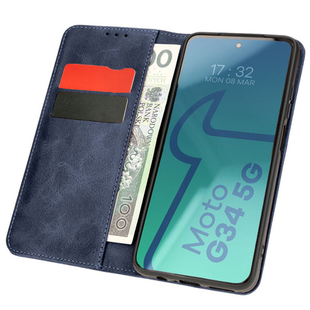 Etui z klapką Bizon Case Pocket Pro do Motorola Moto G34 5G, granatowe