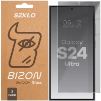Prywatyzujące szkło hartowane Bizon Glass Clear Shadow Duo do Galaxy S24 Ultra, przyciemniane, 2 sztuki