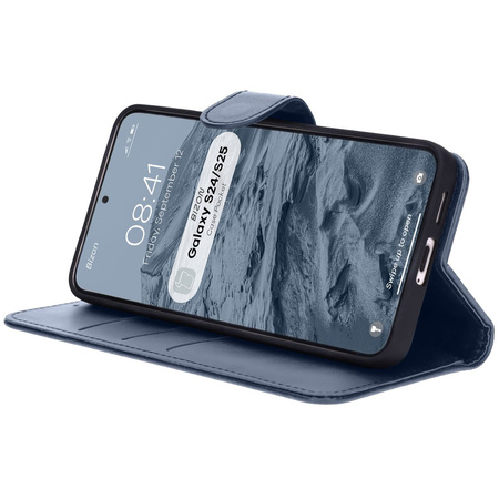 Etui z klapką Bizon Case Pocket do Galaxy S25 / S24, granatowe